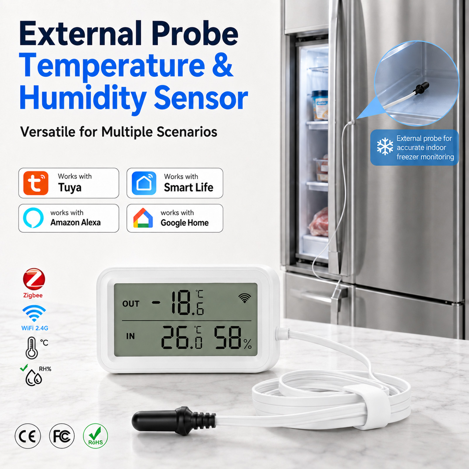 Digital Hygrometer Probe - Zewnętrzny wodoodporny czujnik temperatury i wilgotności